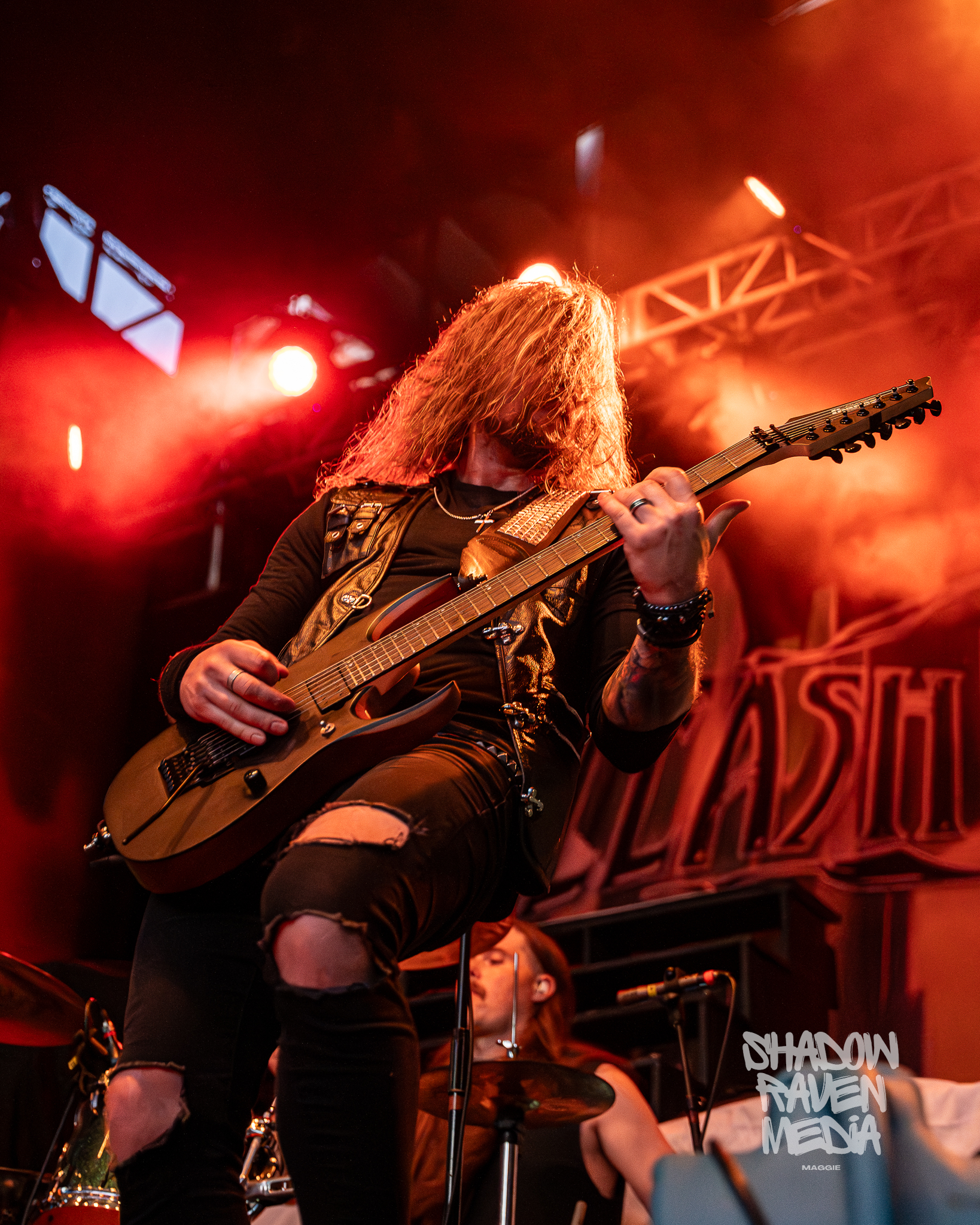 Grant Truesdell guitarist and vocalist of Unleash the Archers concert photo from Jannus Live show in St. Petersburg Florida September 7 2024