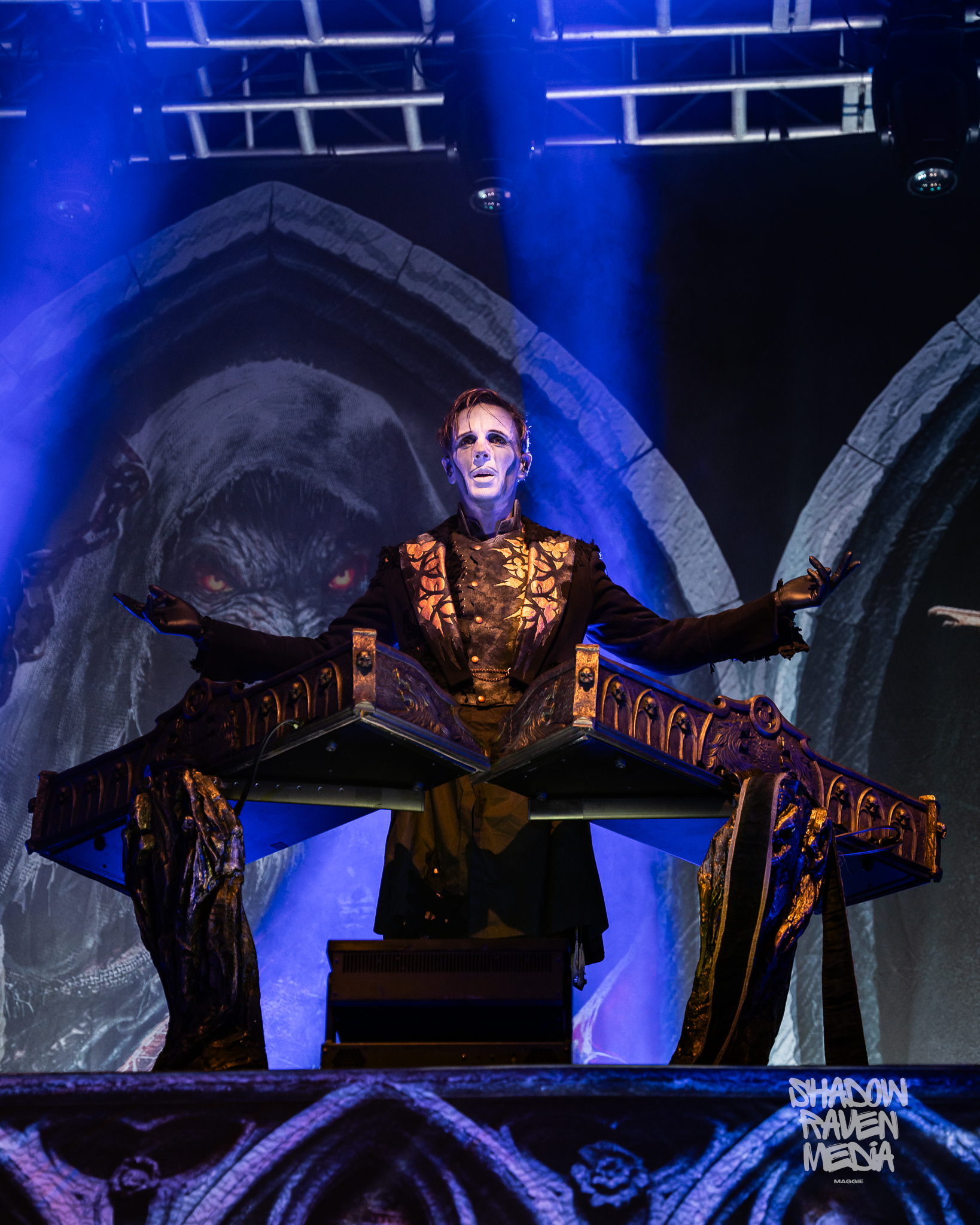 Falk Maria Schlegel of  Powerwolf concert photo from Jannus Live show in St. Petersburg Florida September 7 2024