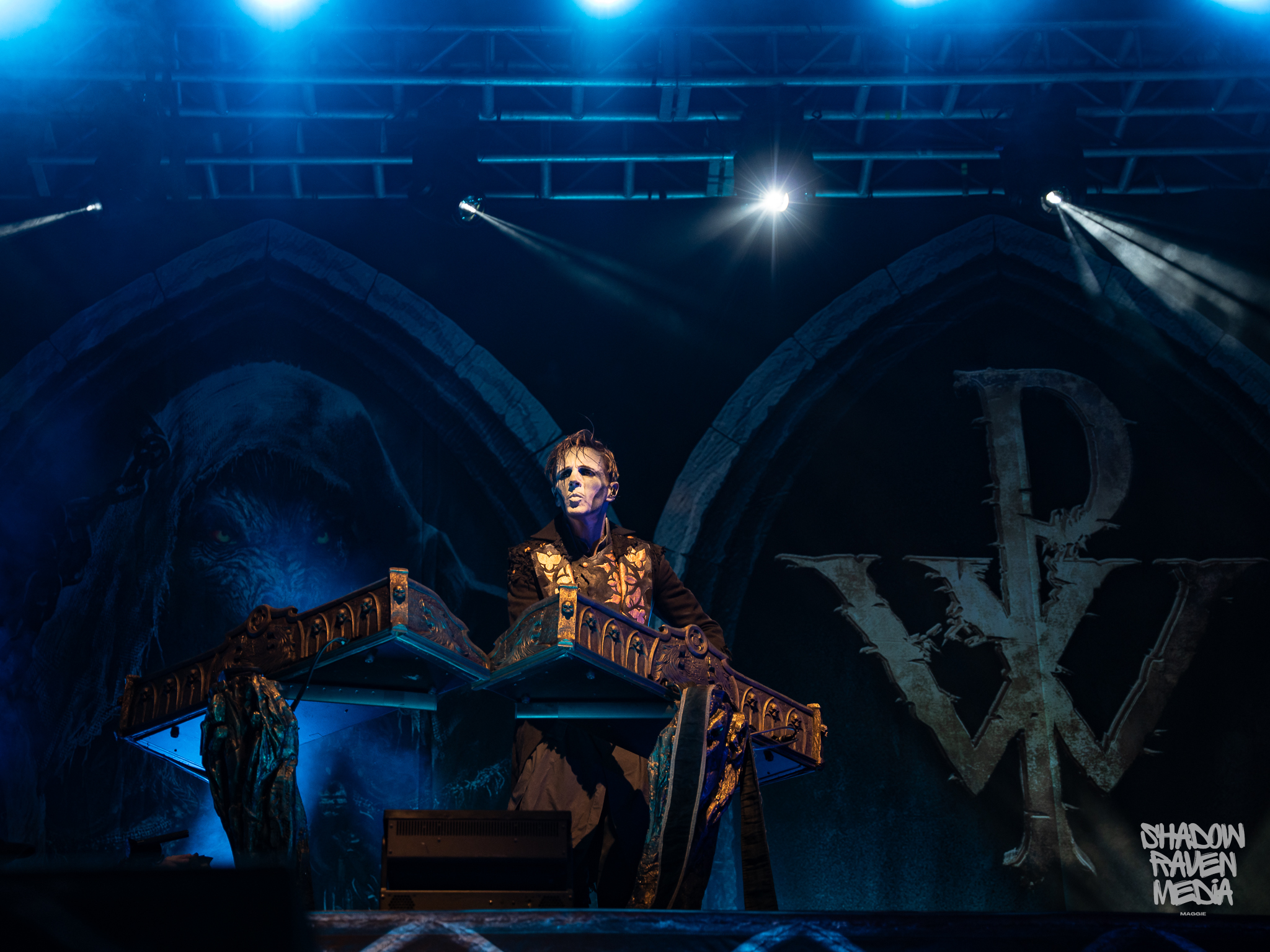 Falk Maria Schlegel of  Powerwolf concert photo from Jannus Live show in St. Petersburg Florida September 7 2024