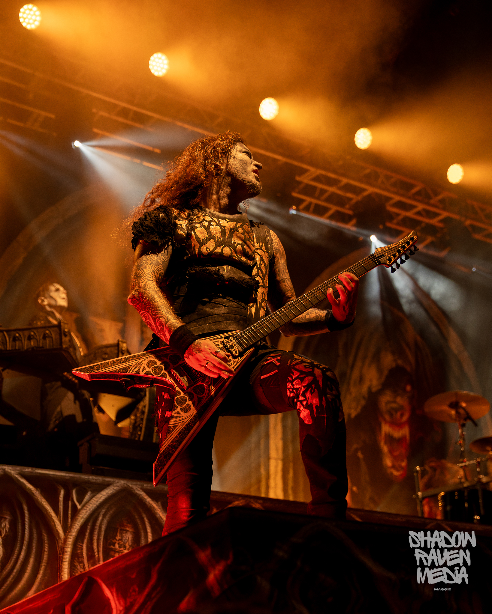 Matthew Greywolf of Powerwolf concert photo from Jannus Live show in St. Petersburg Florida September 7 2024