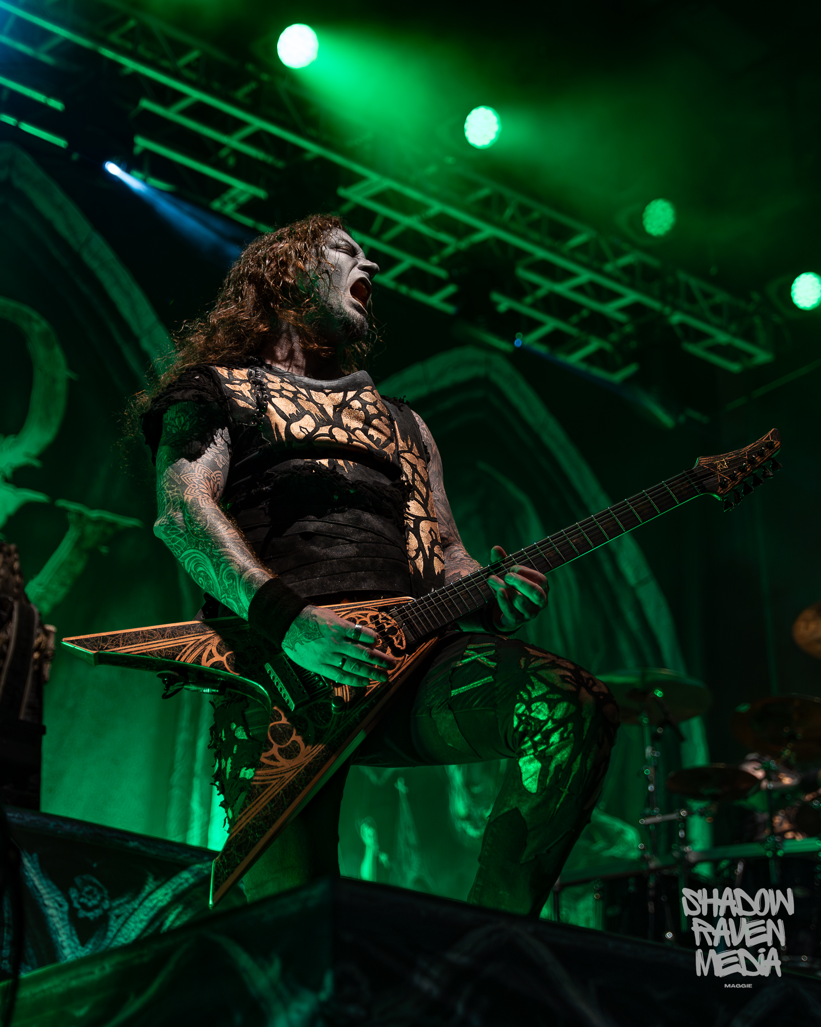 Matthew Greywolf of Powerwolf concert photo from Jannus Live show in St. Petersburg Florida September 7 2024