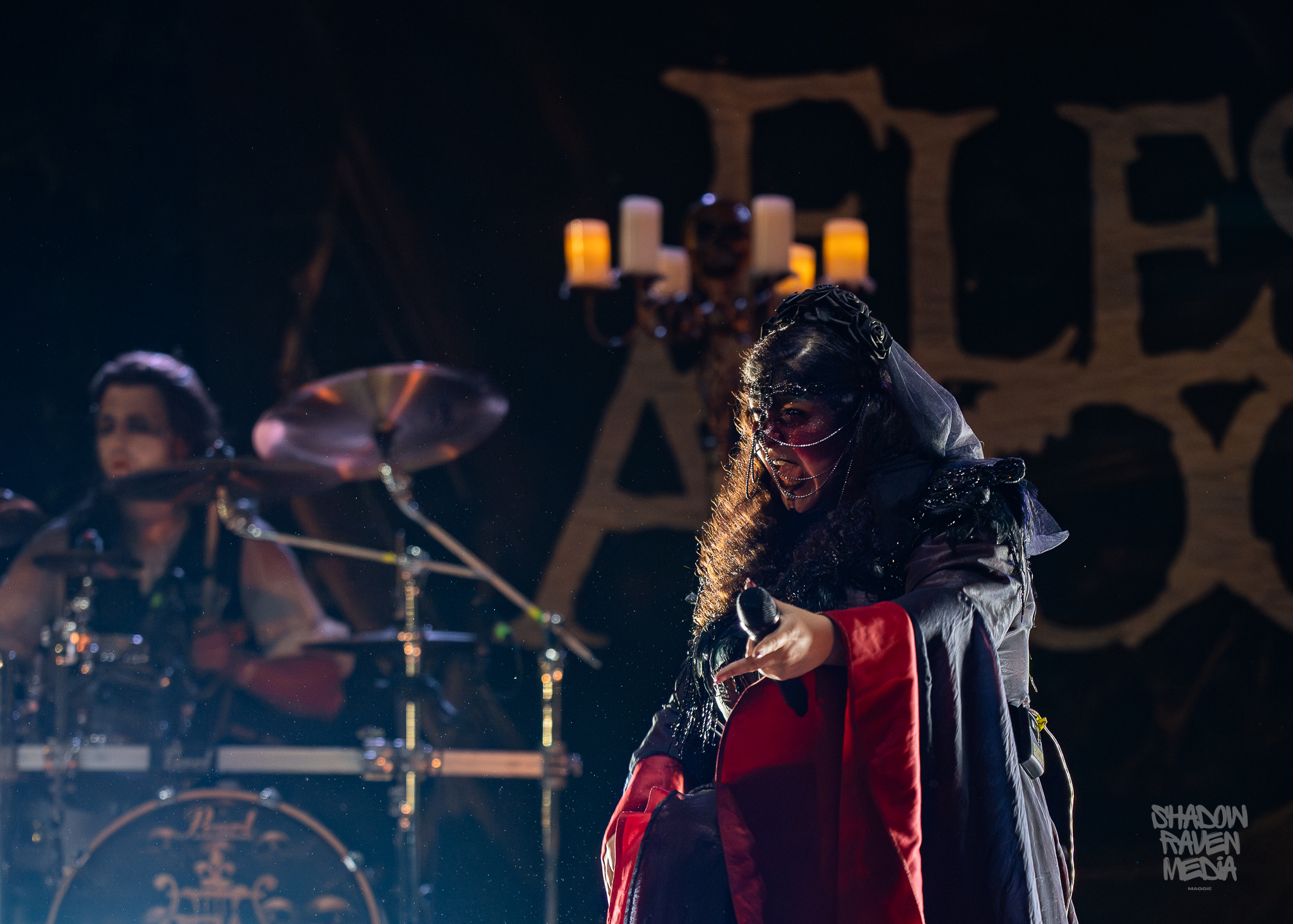 Italian symphonic death metal band Fleshgod Apocalypse plays for a crowd at The Orpheum in Tampa Florida on September 29 2024