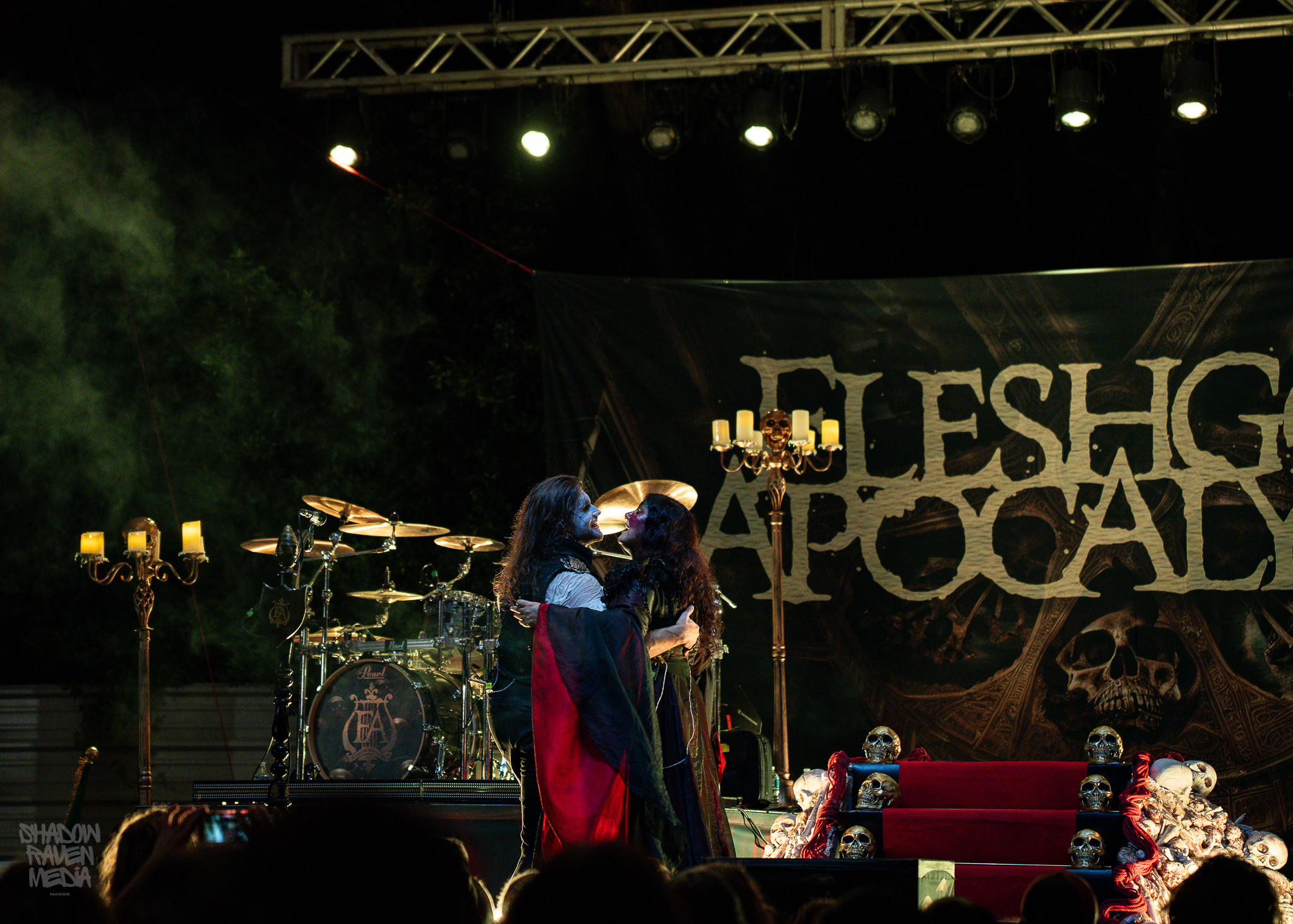 Italian symphonic death metal band Fleshgod Apocalypse plays for a crowd at The Orpheum in Tampa Florida on September 29 2024